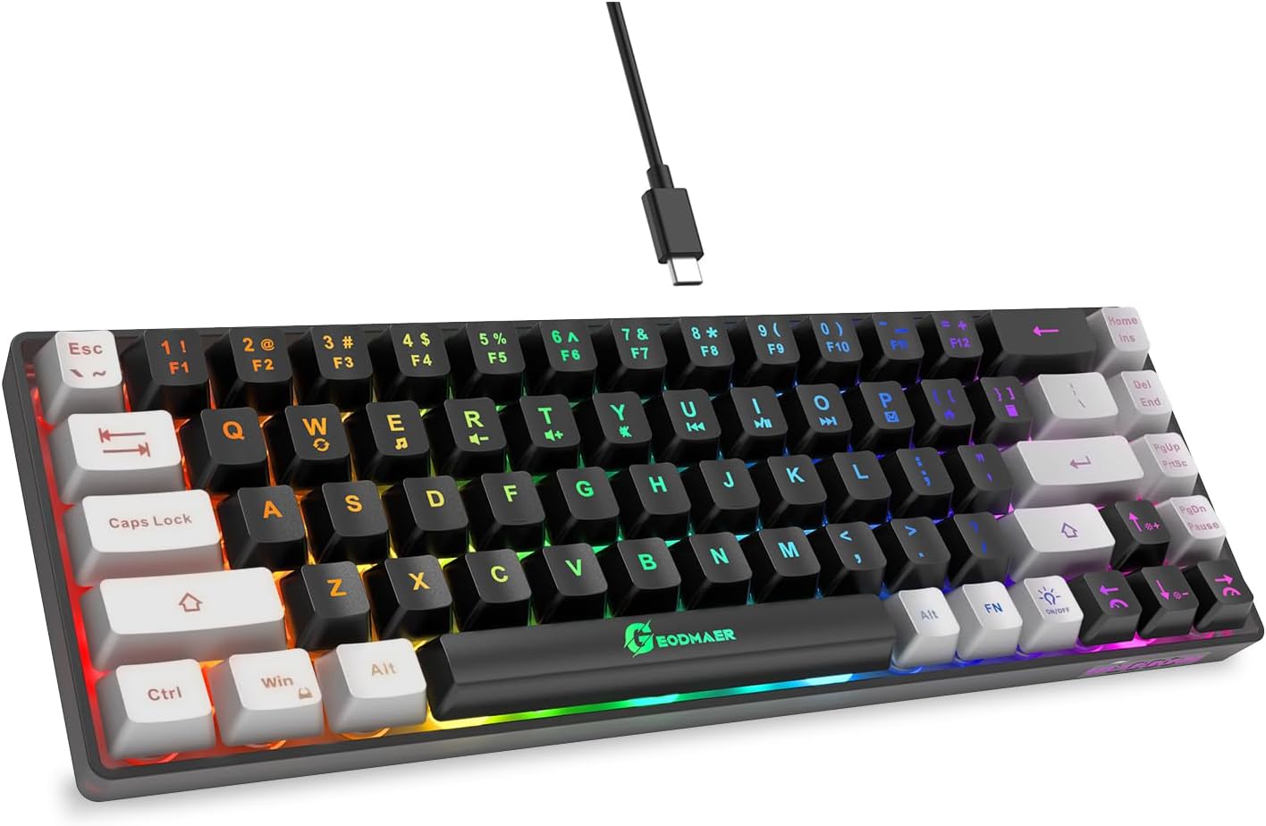 Gaming keyboard layout—wired backlit mini keyboard.