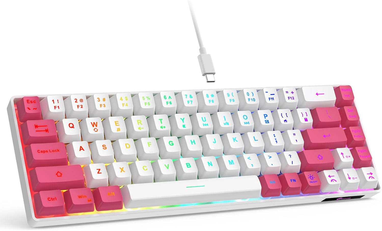 Gaming keyboard layout—wired backlit mini keyboard.