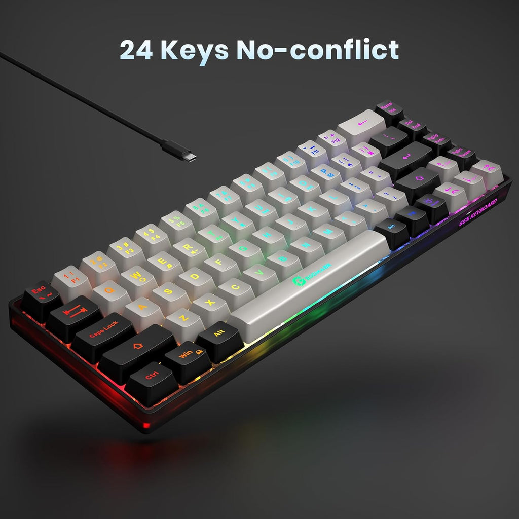 Gaming keyboard layout—wired backlit mini keyboard.