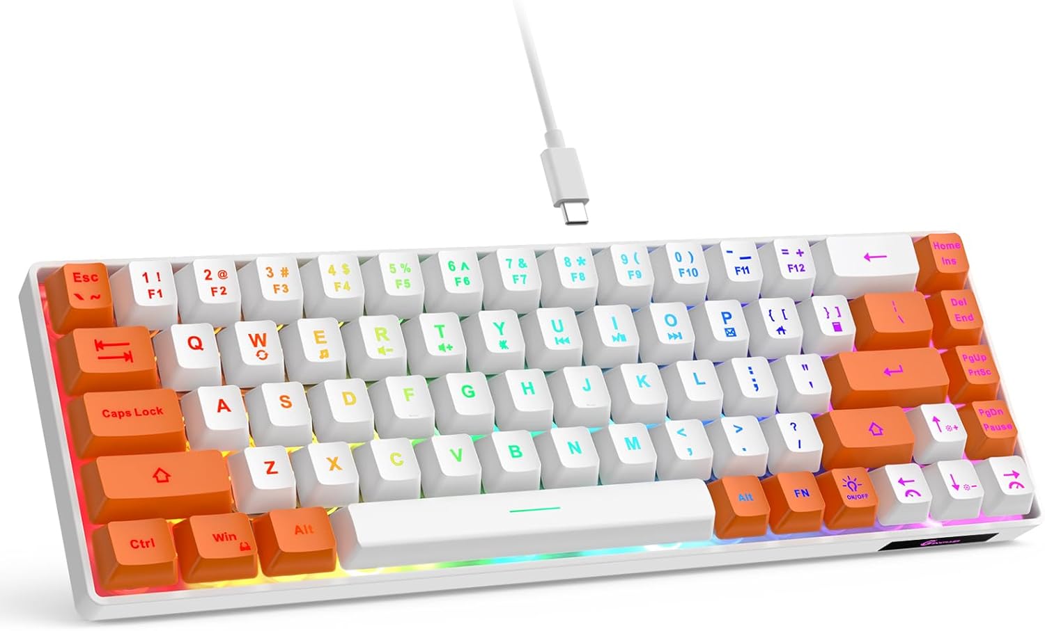 Gaming keyboard layout—wired backlit mini keyboard.