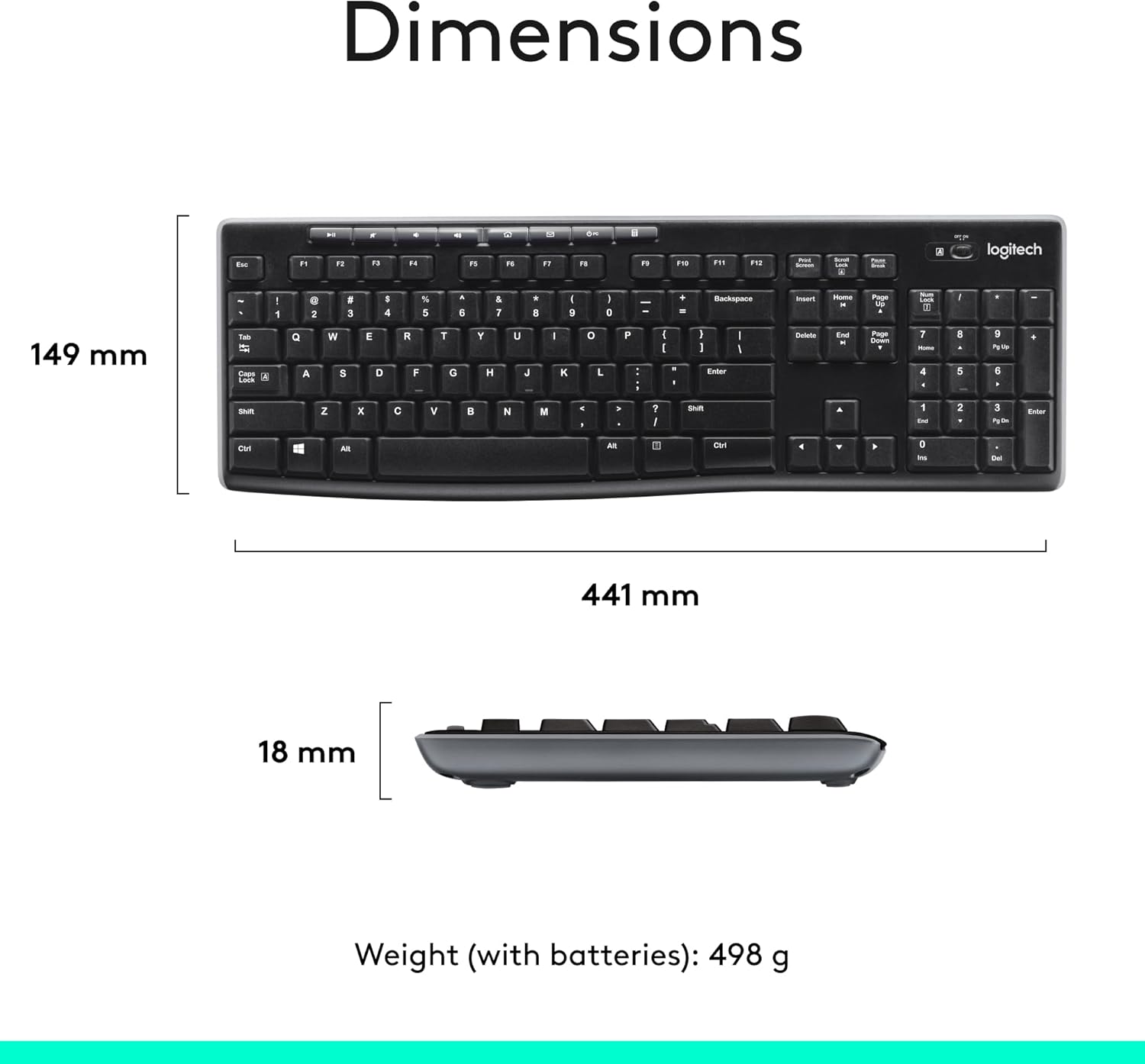 MK270 Wireless Keyboard and Mouse Combo (for Windows) — 2.4GHz wireless connection, compact mouse