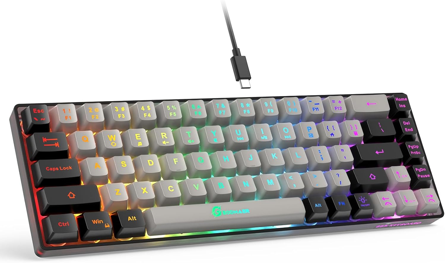 Gaming keyboard layout—wired backlit mini keyboard.