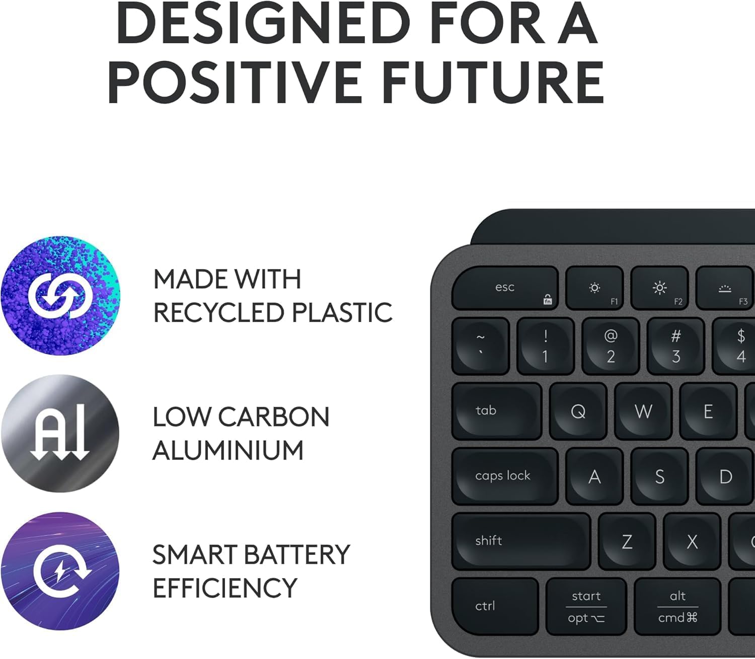 MX Keys S Wireless Keyboard — low-profile design; fluid, precise, and quiet typing;