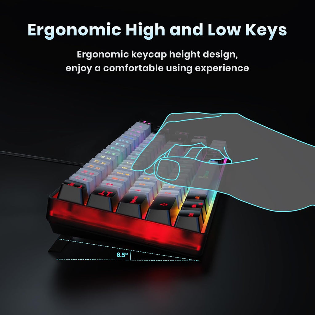 Gaming keyboard layout—wired backlit mini keyboard.