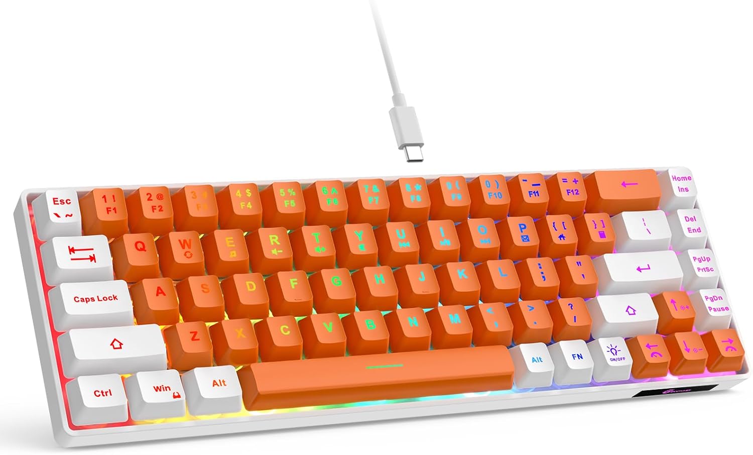 Gaming keyboard layout—wired backlit mini keyboard.
