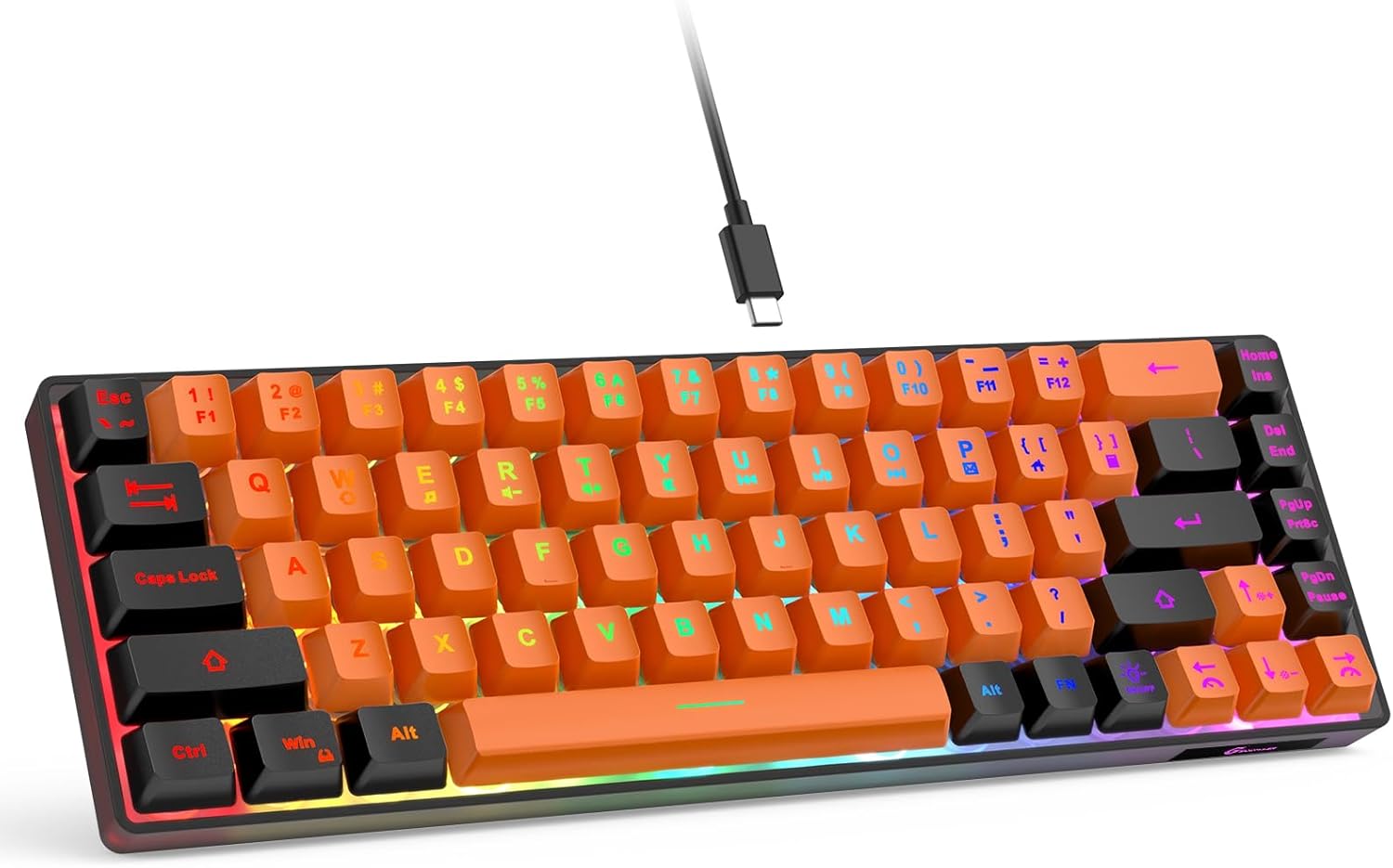 Gaming keyboard layout—wired backlit mini keyboard.
