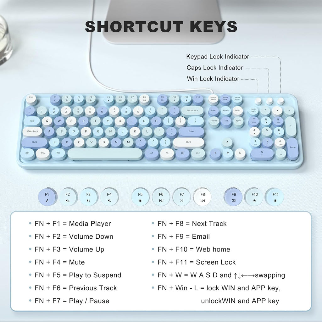 Wired Computer Keyboard — USB Plug-and-Play Full-Size Typewriter-Style Keyboard