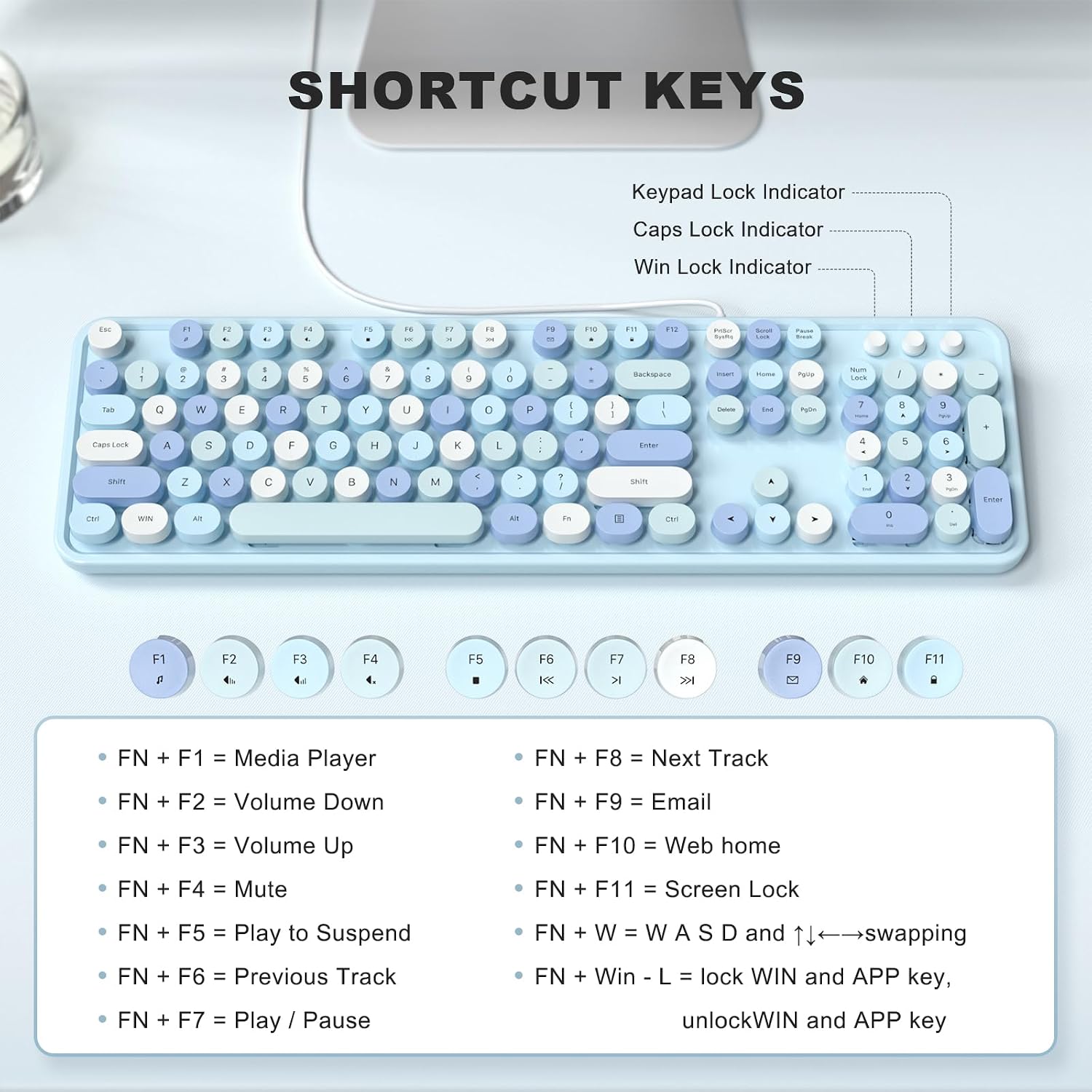 Wired Computer Keyboard — USB Plug-and-Play Full-Size Typewriter-Style Keyboard