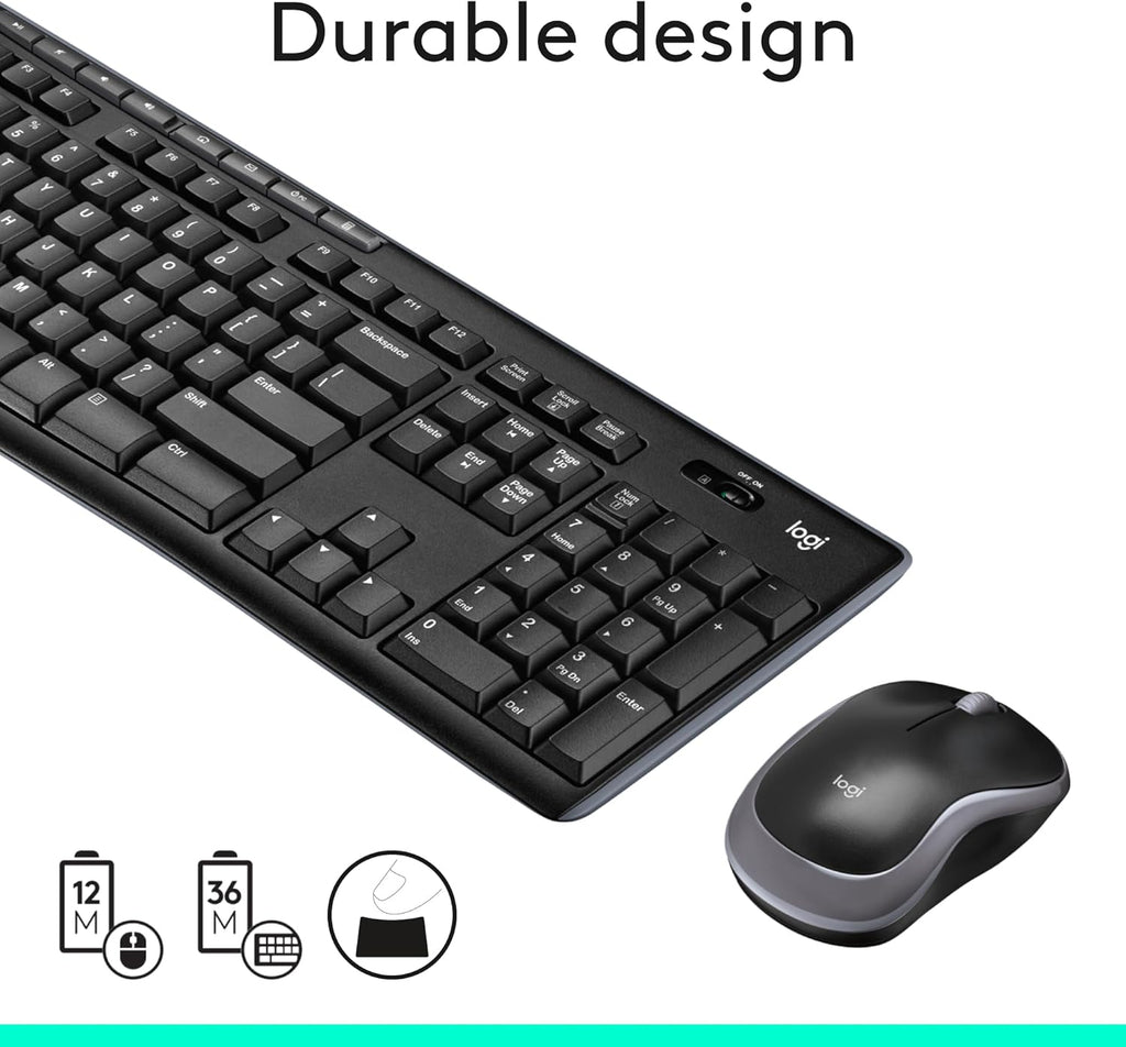 MK270 Wireless Keyboard and Mouse Combo (for Windows) — 2.4GHz wireless connection, compact mouse