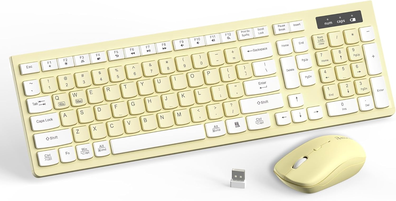 Wireless Keyboard and Mouse Combo — 2.4GHz Full-Size Silent Keyboard