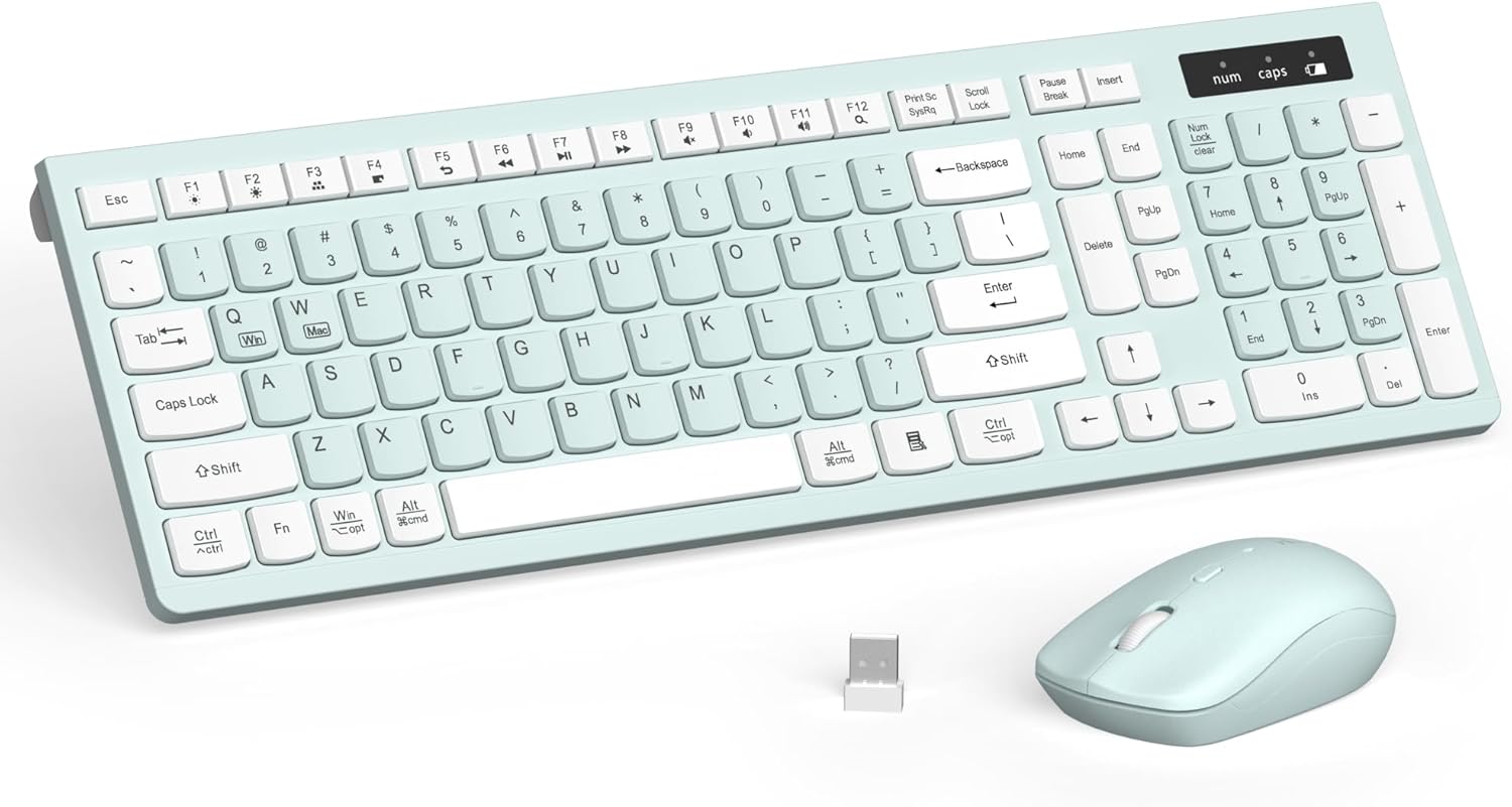 Wireless Keyboard and Mouse Combo — 2.4GHz Full-Size Silent Keyboard
