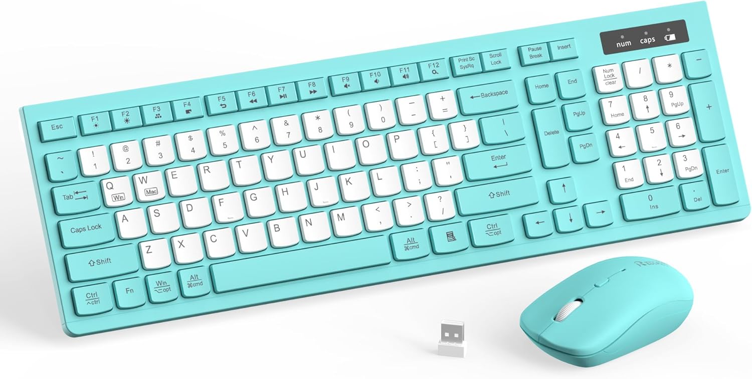 Wireless Keyboard and Mouse Combo — 2.4GHz Full-Size Silent Keyboard