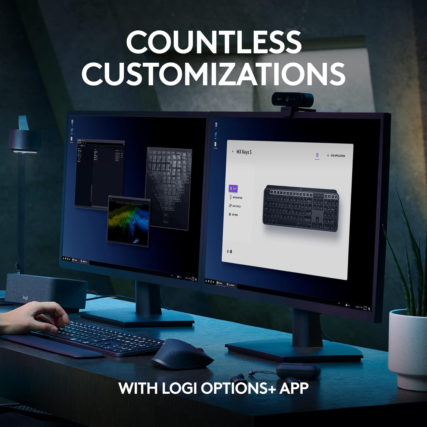 MX Keys S Wireless Keyboard — low-profile design; fluid, precise, and quiet typing;