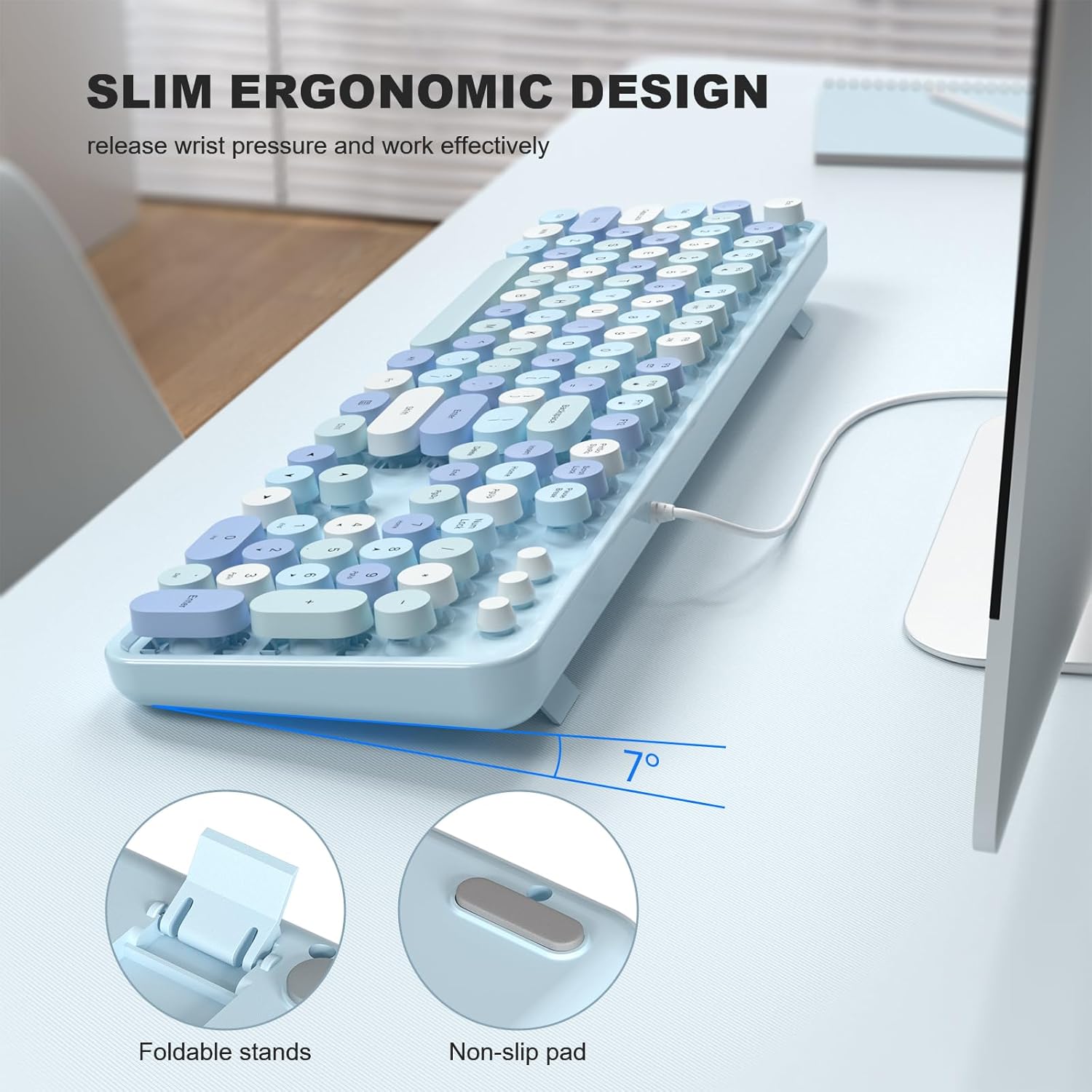 Wired Computer Keyboard — USB Plug-and-Play Full-Size Typewriter-Style Keyboard