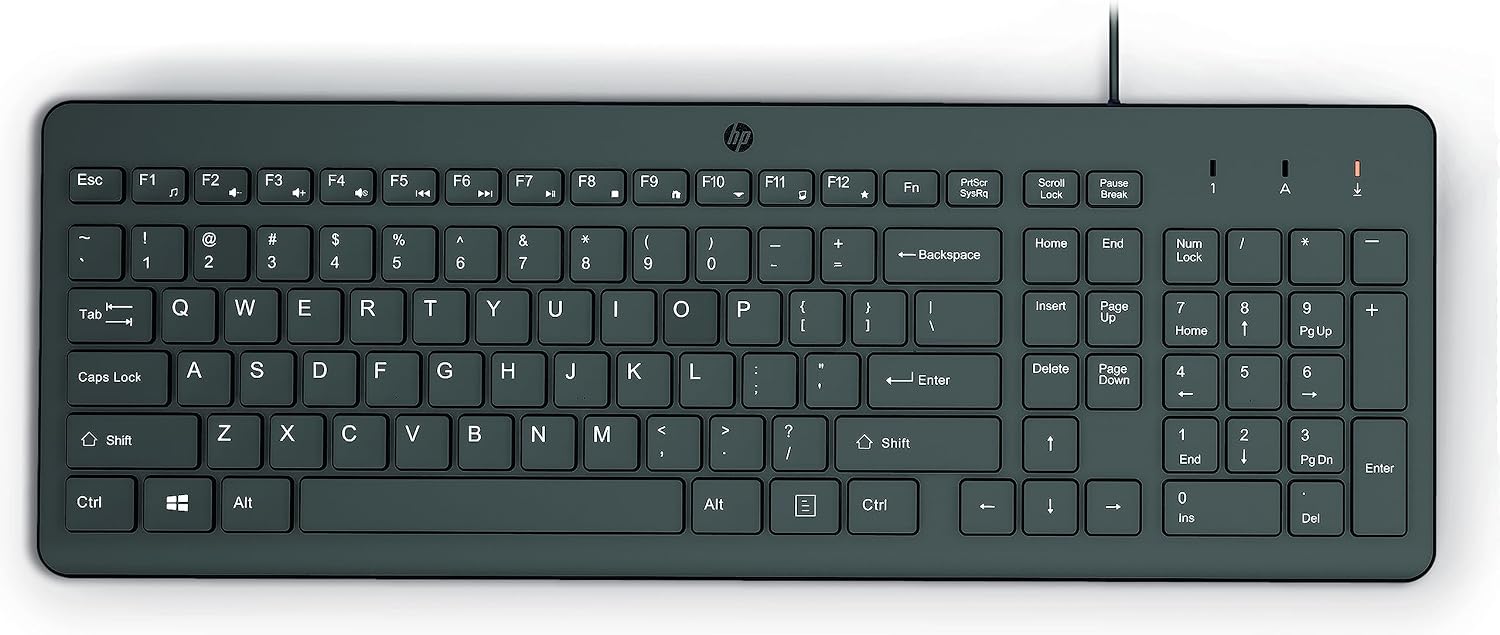 HP 150 Wired Keyboard — Full-size keyboard (with numeric keypad)