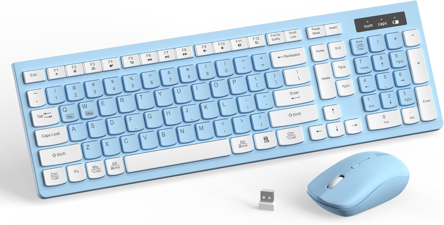 Wireless Keyboard and Mouse Combo — 2.4GHz Full-Size Silent Keyboard