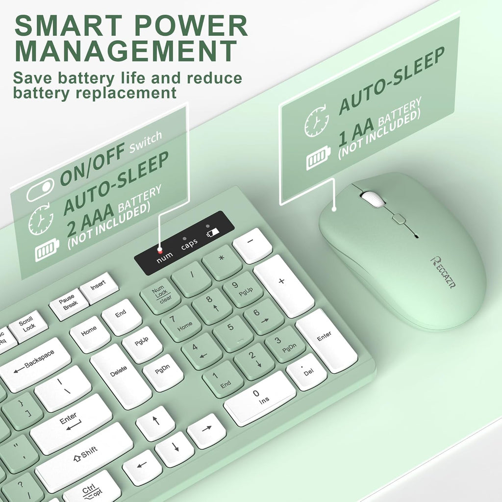 Wireless Keyboard and Mouse Combo — 2.4GHz Full-Size Silent Keyboard
