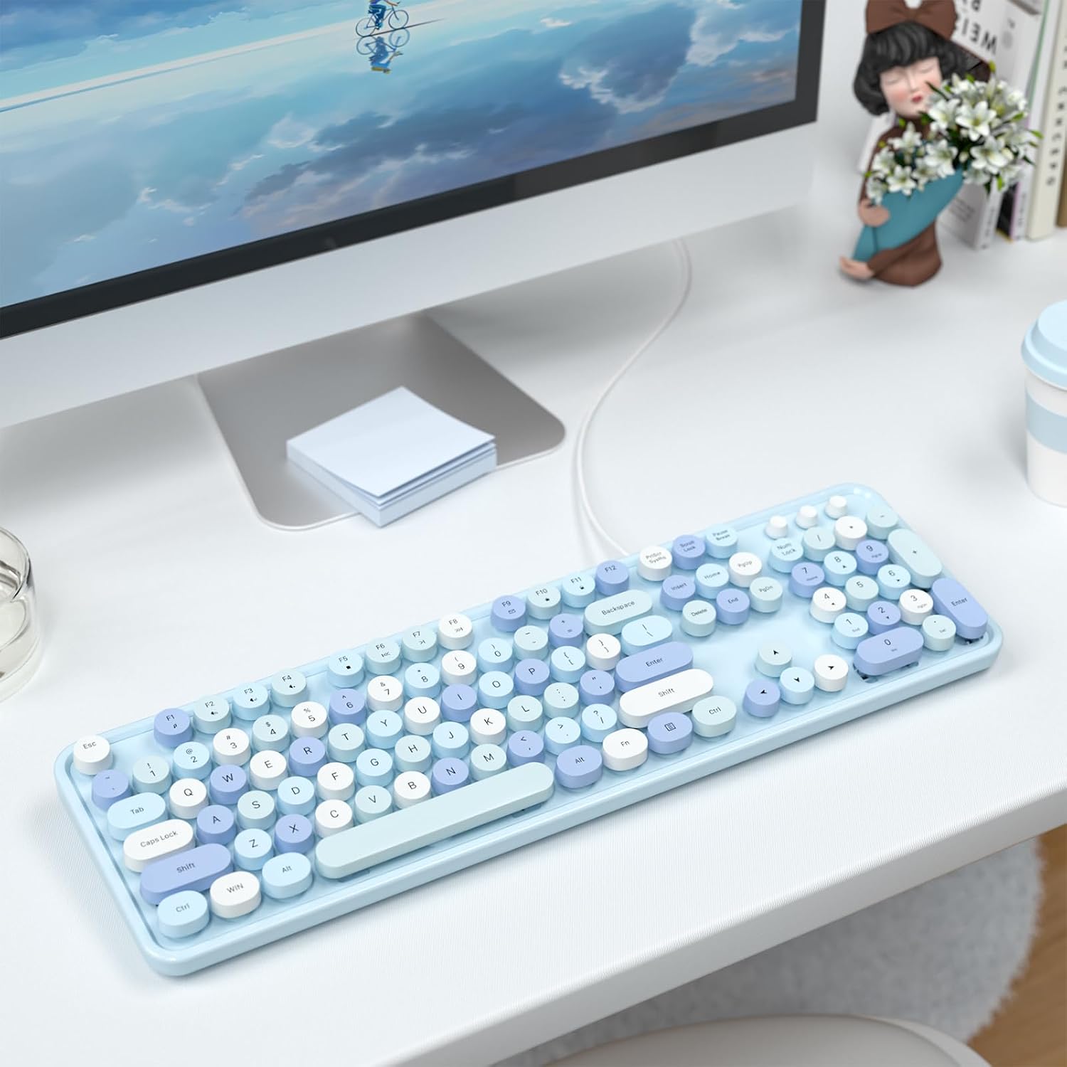 Wired Computer Keyboard — USB Plug-and-Play Full-Size Typewriter-Style Keyboard