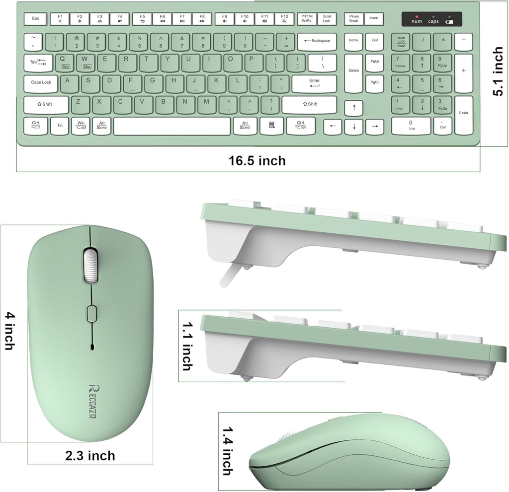 Wireless Keyboard and Mouse Combo — 2.4GHz Full-Size Silent Keyboard