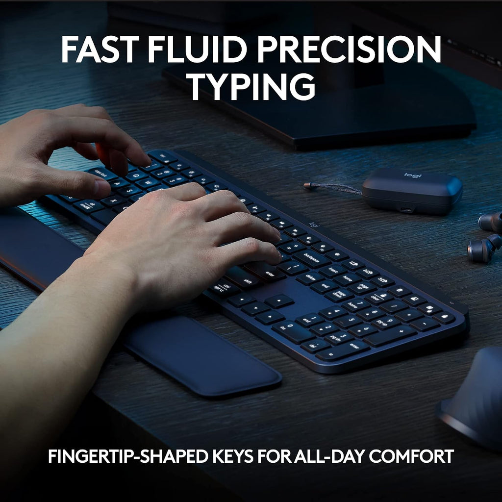 MX Keys S Wireless Keyboard — low-profile design; fluid, precise, and quiet typing;