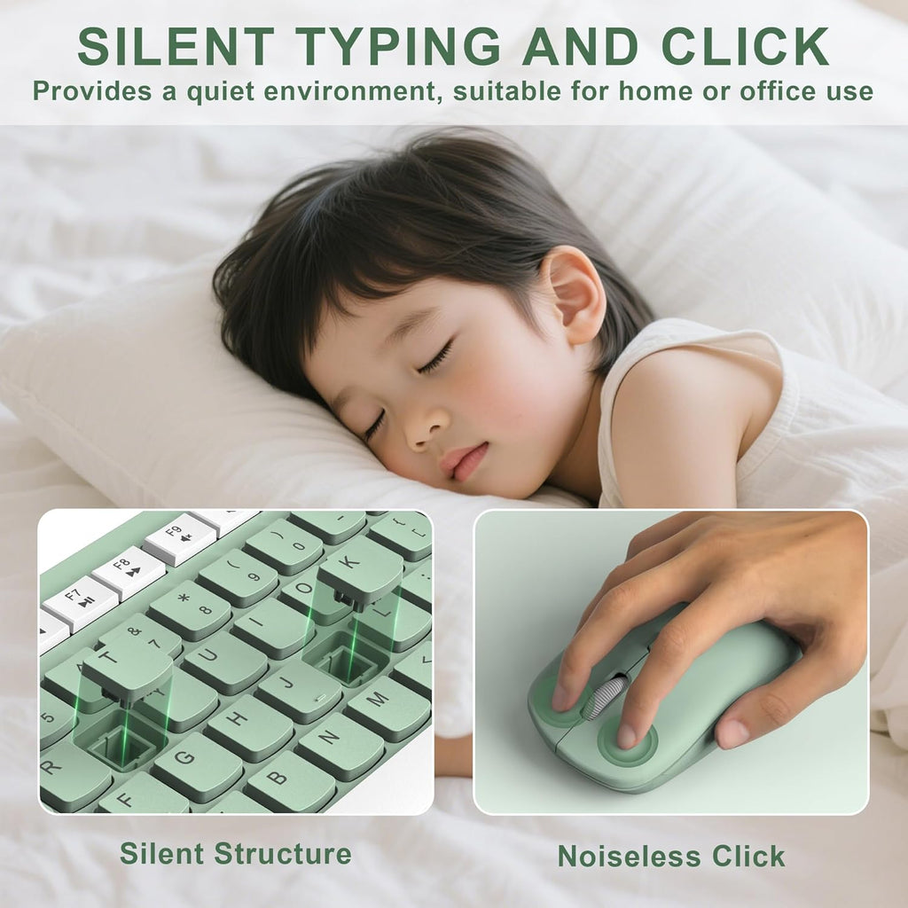 Wireless Keyboard and Mouse Combo — 2.4GHz Full-Size Silent Keyboard
