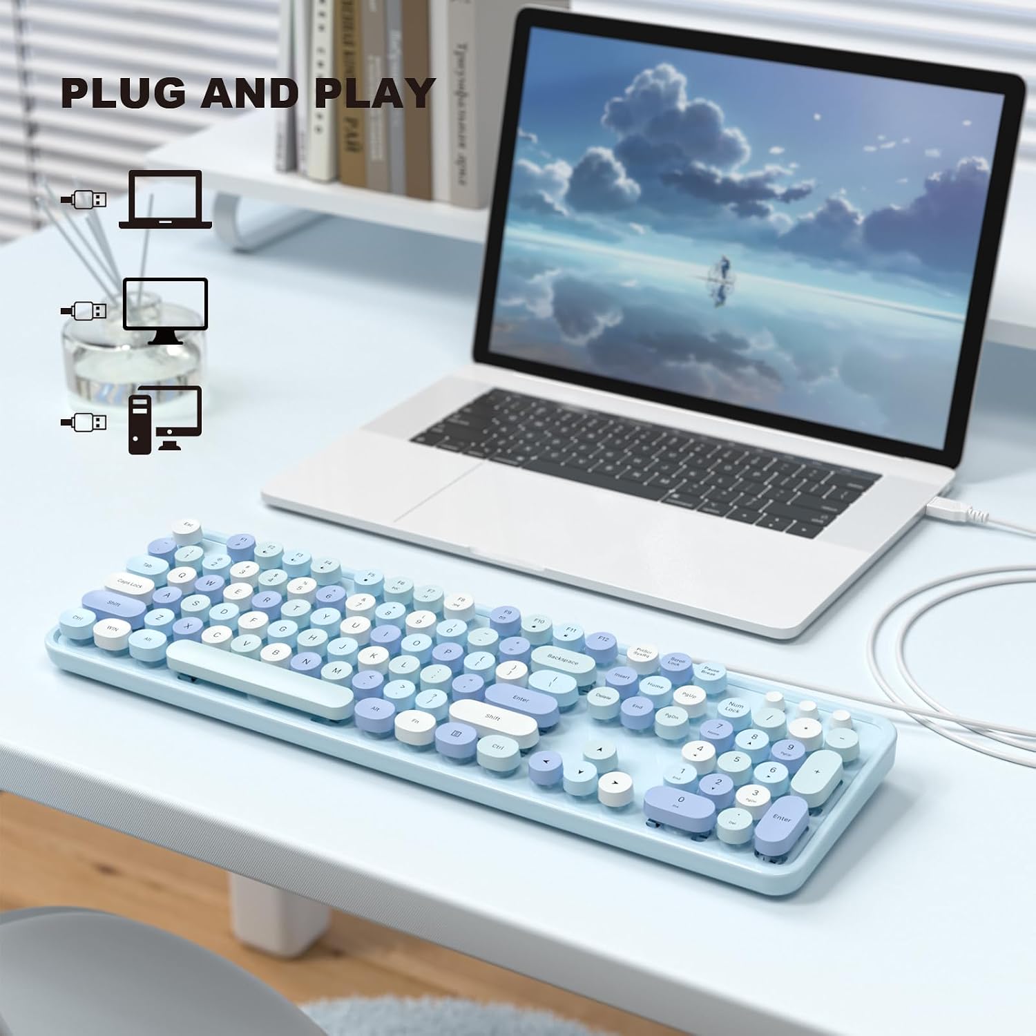 Wired Computer Keyboard — USB Plug-and-Play Full-Size Typewriter-Style Keyboard