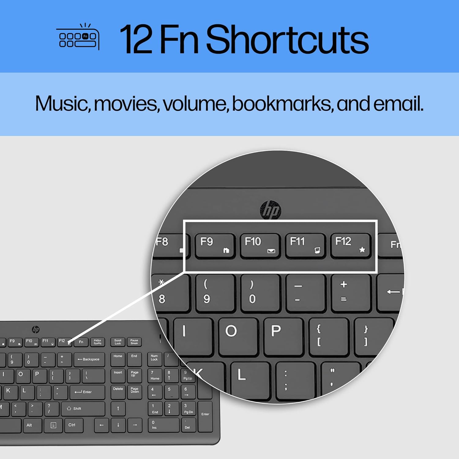HP 150 Wired Keyboard — Full-size keyboard (with numeric keypad)