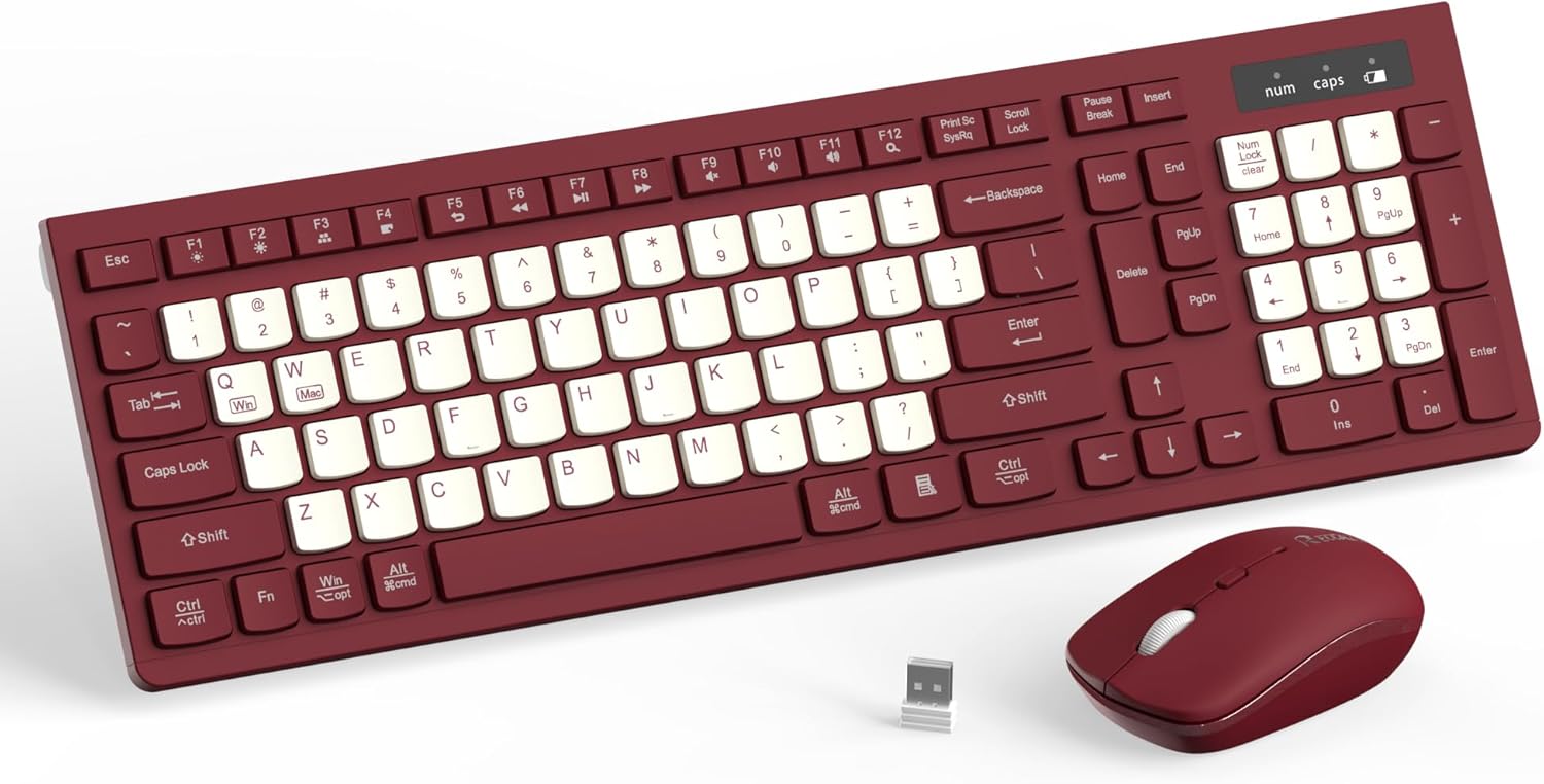 Wireless Keyboard and Mouse Combo — 2.4GHz Full-Size Silent Keyboard