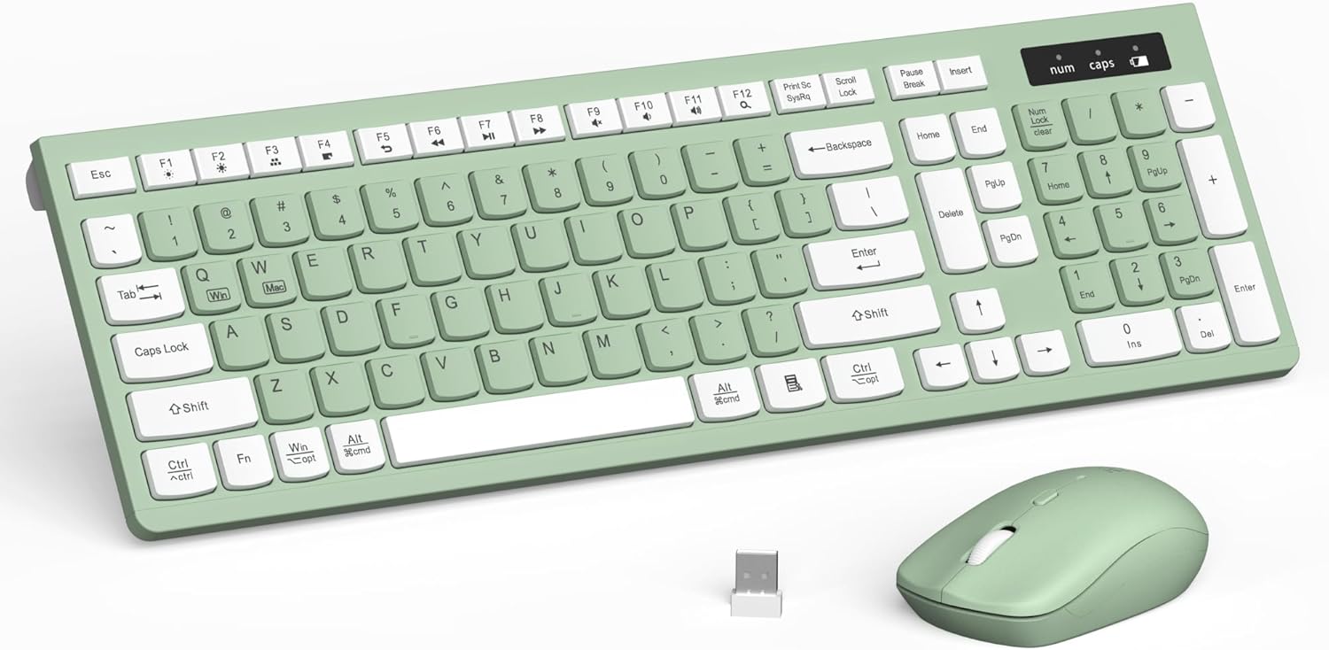Wireless Keyboard and Mouse Combo — 2.4GHz Full-Size Silent Keyboard