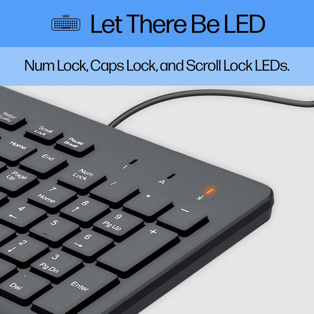 HP 150 Wired Keyboard — Full-size keyboard (with numeric keypad)