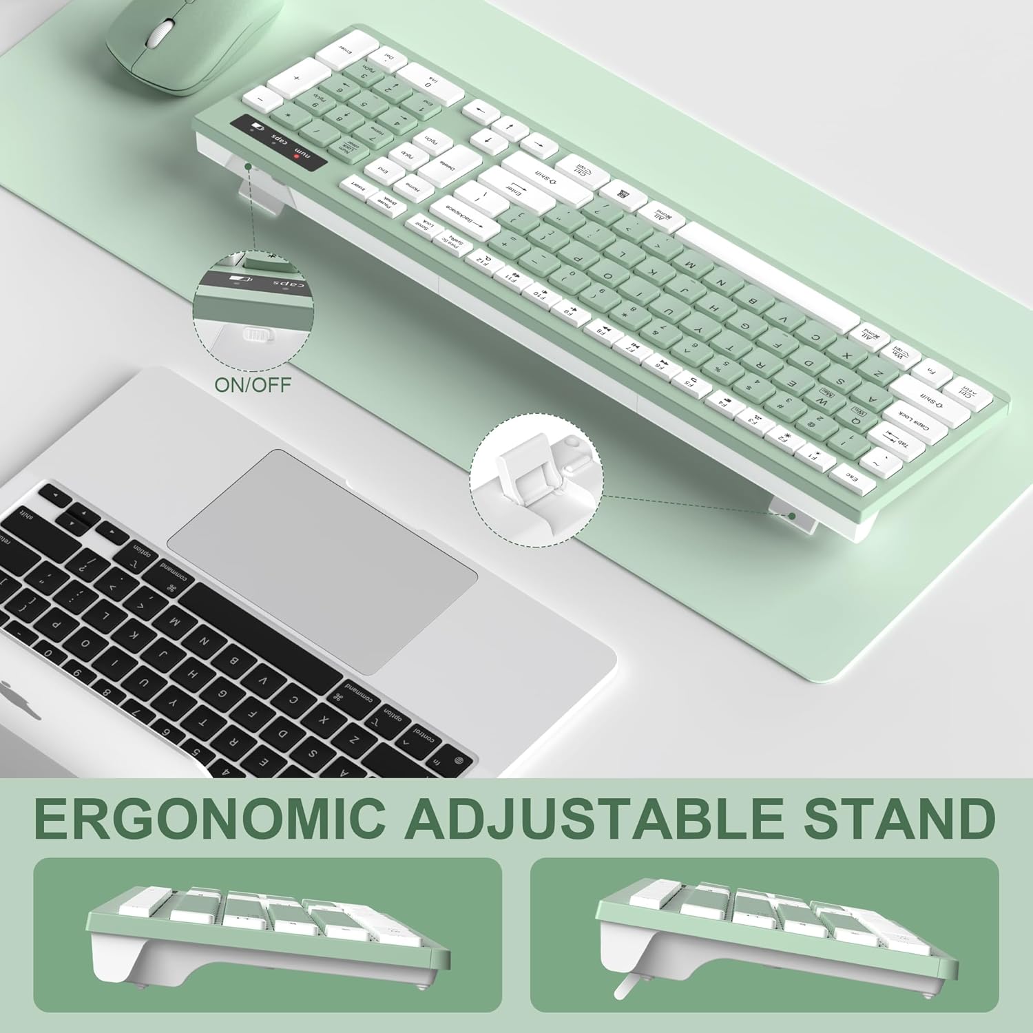 Wireless Keyboard and Mouse Combo — 2.4GHz Full-Size Silent Keyboard