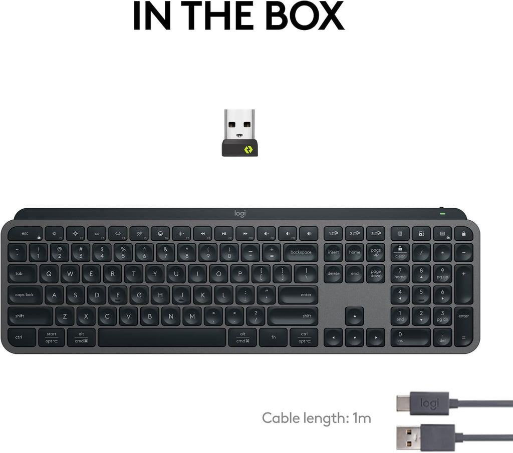 MX Keys S Wireless Keyboard — low-profile design; fluid, precise, and quiet typing;