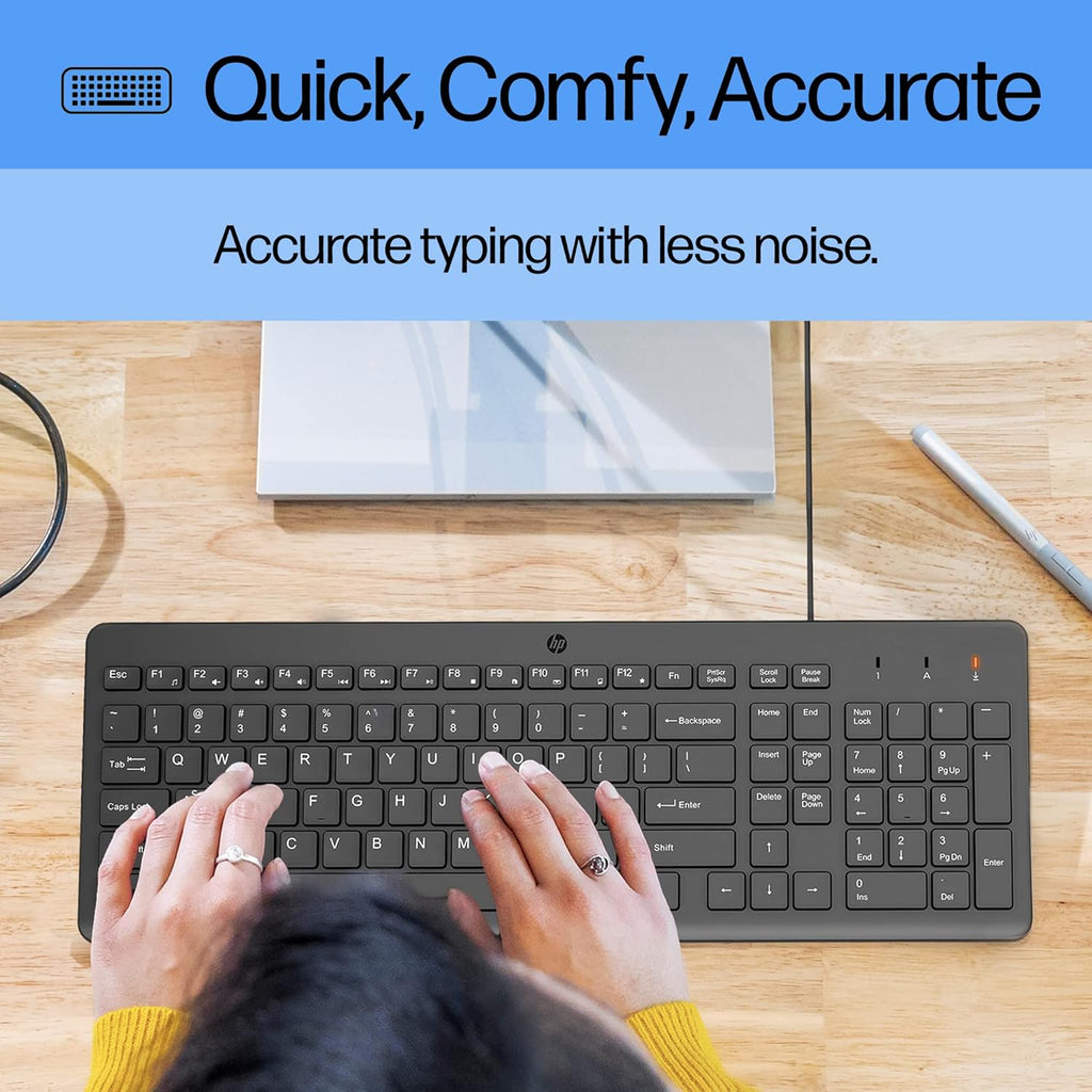 HP 150 Wired Keyboard — Full-size keyboard (with numeric keypad)