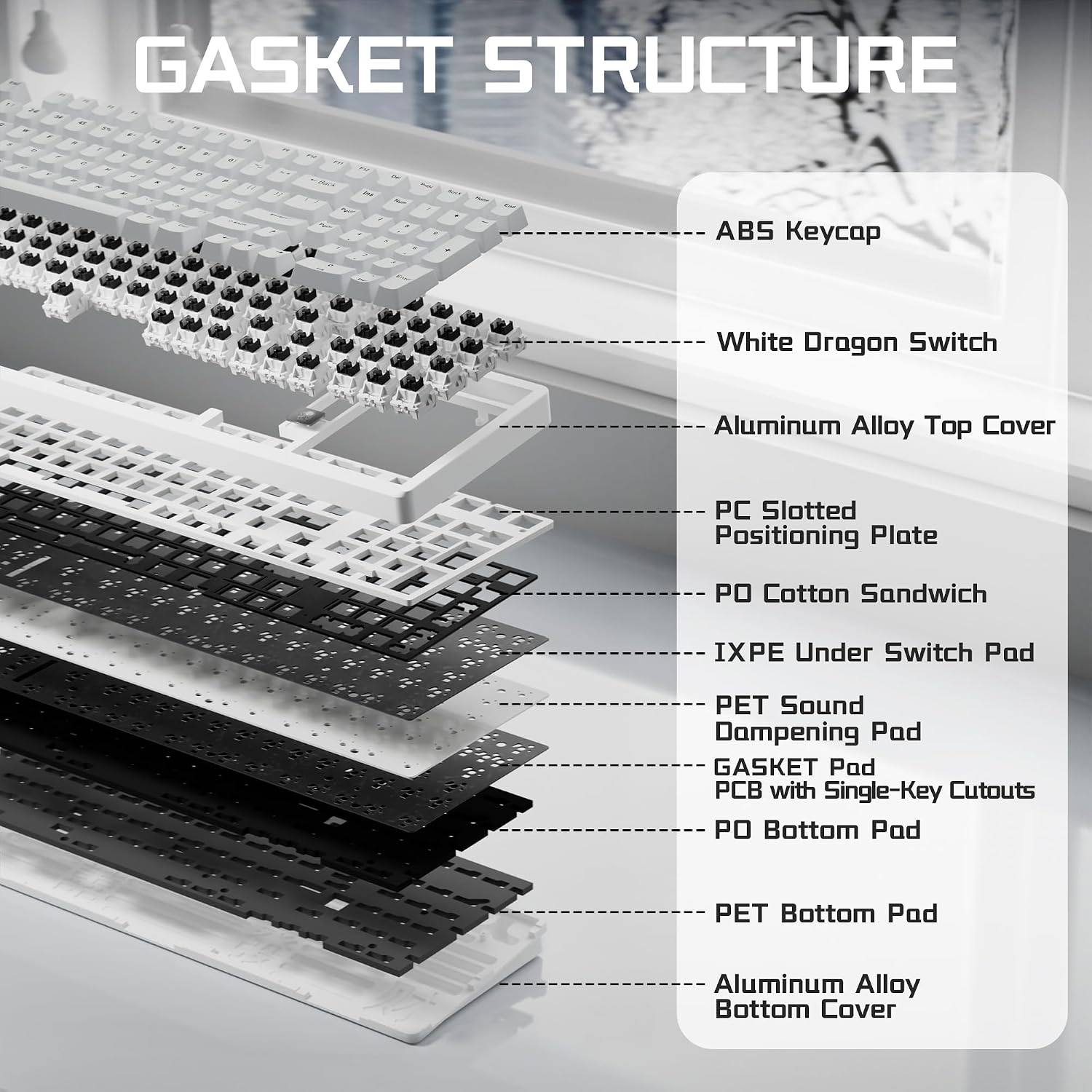 Wireless Mechanical Gaming Keyboard — Supports tri-mode connectivity (Wired / 2.4G / Bluetooth 5.0)