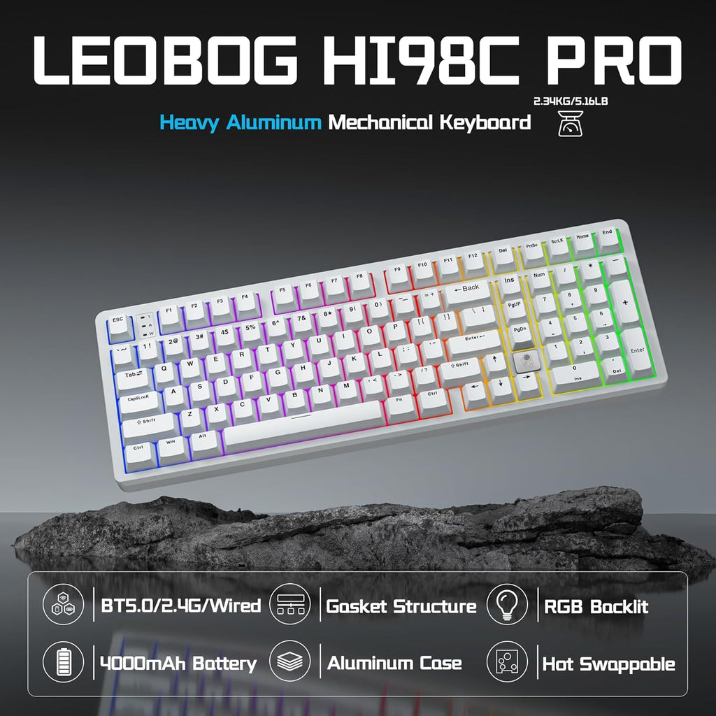 Wireless Mechanical Gaming Keyboard — Supports tri-mode connectivity (Wired / 2.4G / Bluetooth 5.0)