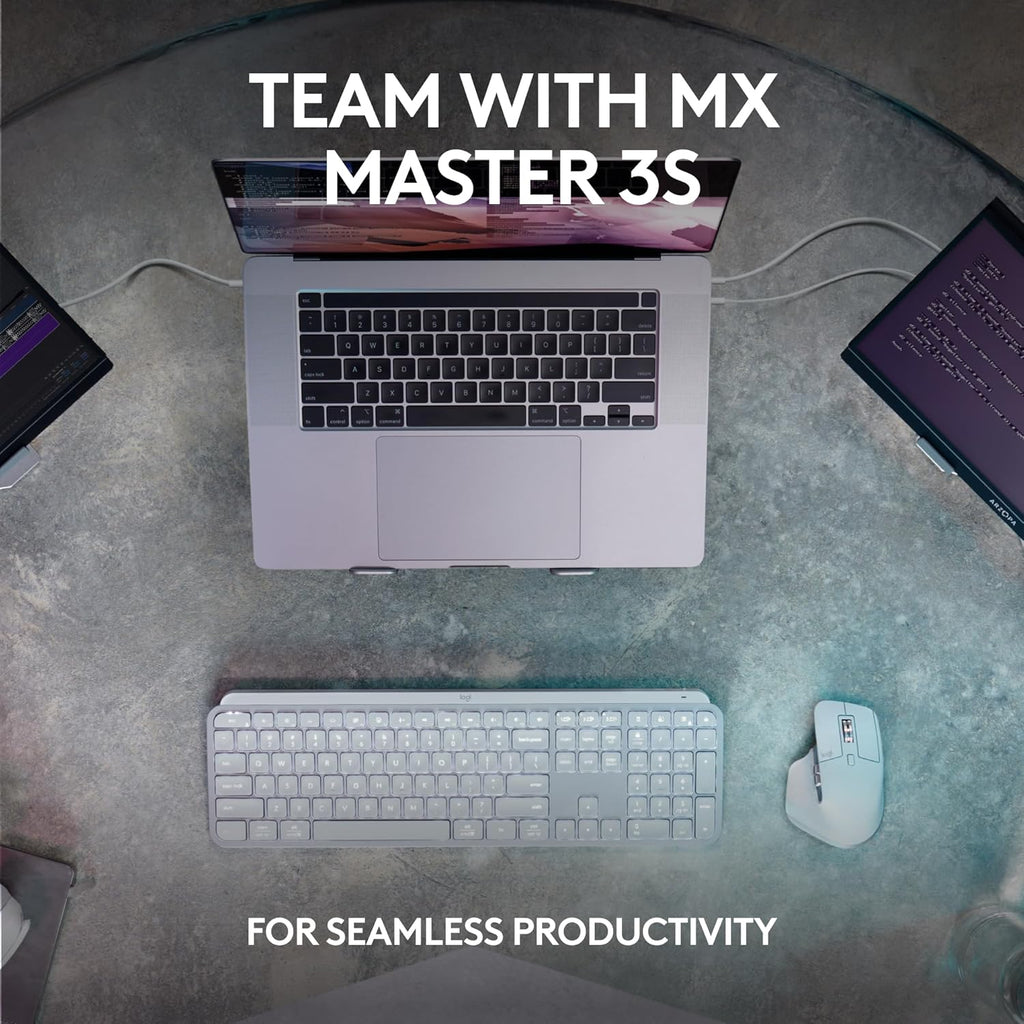 MX Keys S Wireless Keyboard — low-profile design; fluid, precise, and quiet typing;