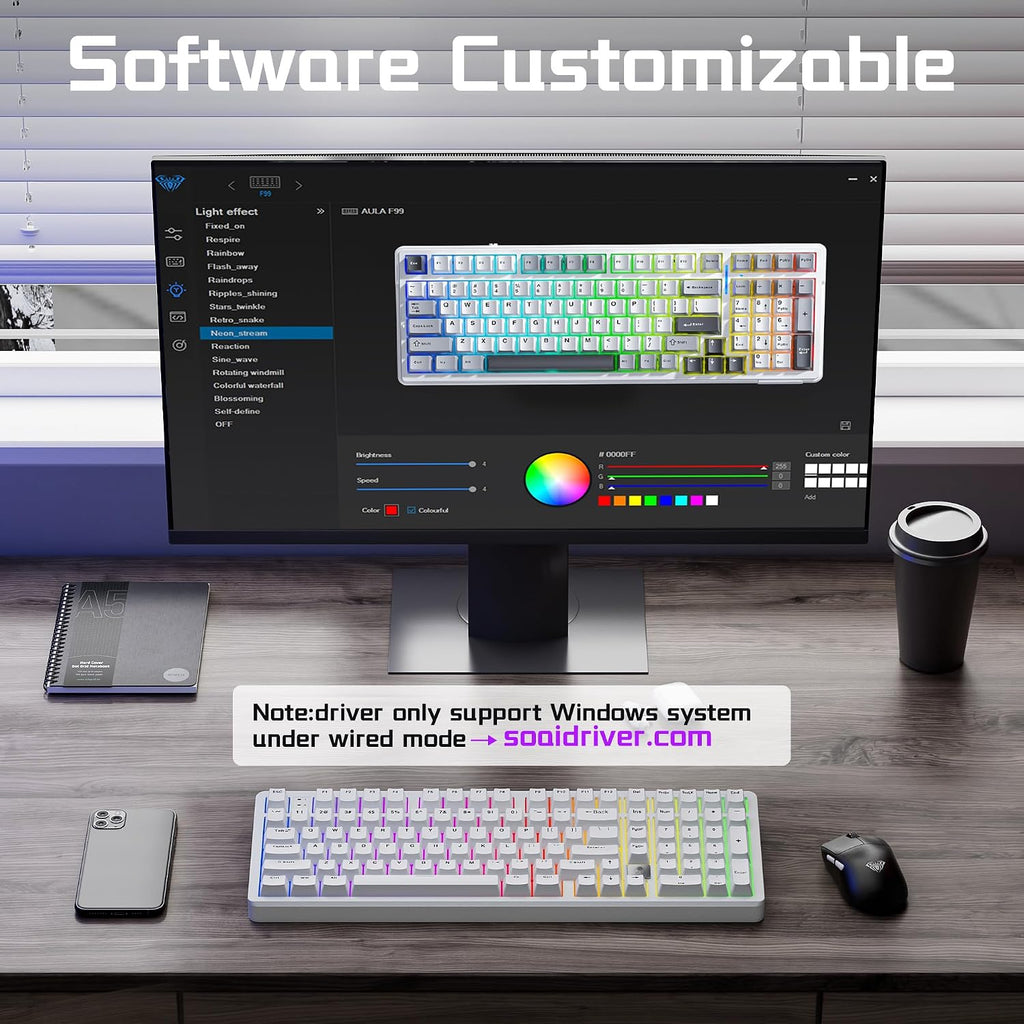 Wireless Mechanical Gaming Keyboard — Supports tri-mode connectivity (Wired / 2.4G / Bluetooth 5.0)