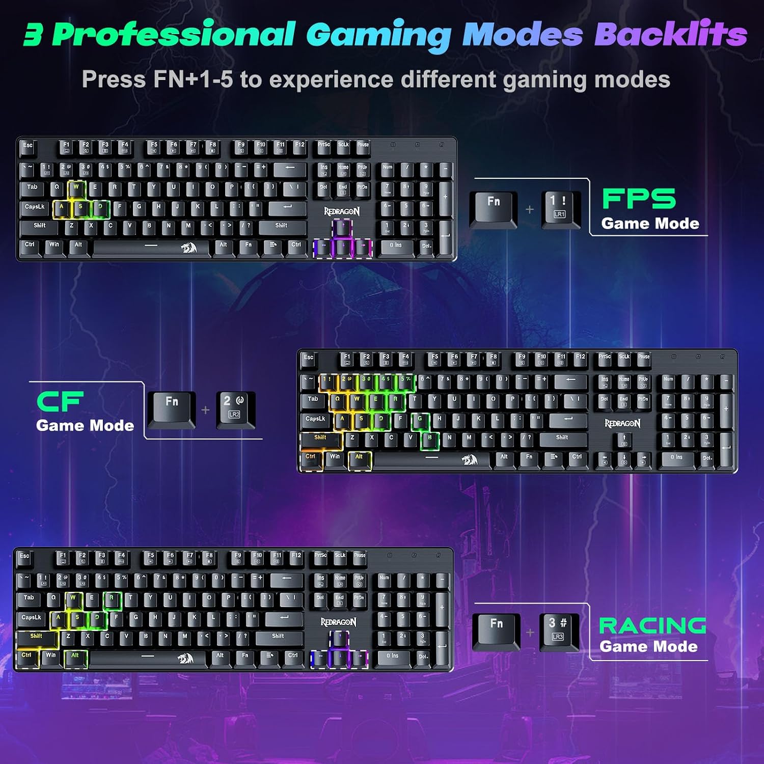 Wired Mechanical Gaming Keyboard — Supports 11 Programmable Backlight Modes