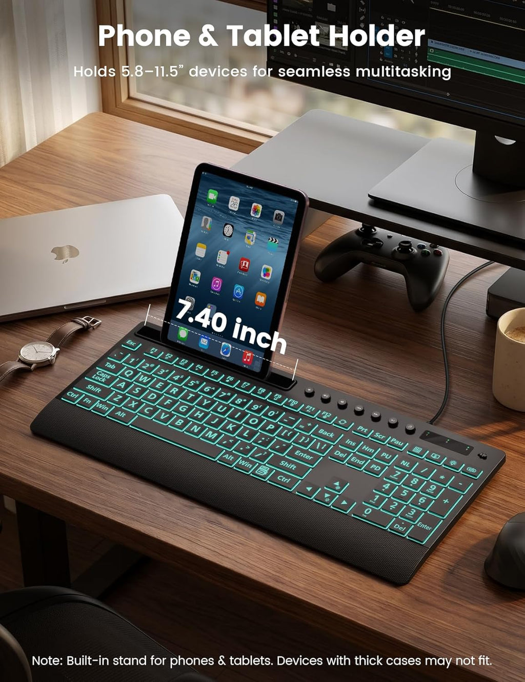 Large-Print Backlit Keyboard — Plug-and-Play USB Wired Computer Keyboard