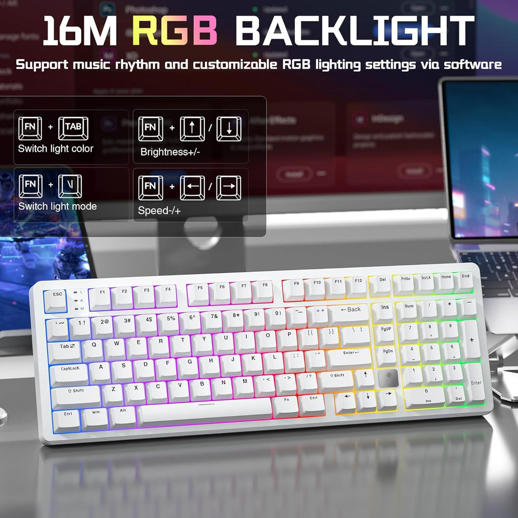 Wireless Mechanical Gaming Keyboard — Supports tri-mode connectivity (Wired / 2.4G / Bluetooth 5.0)